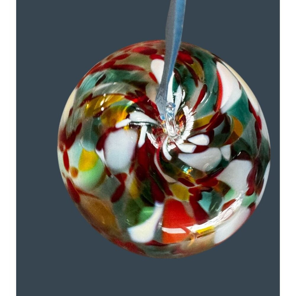 Hand Blown Art Glass Apple Ornament Hot Glass 2015 Bruised Apple Design 4" - Picture 8 of 9